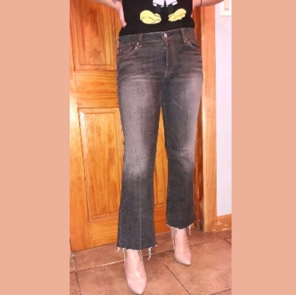 7 forallmankind boot cut frayed gray jeans